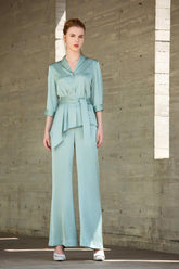 Seafoam Green Belted Blouse